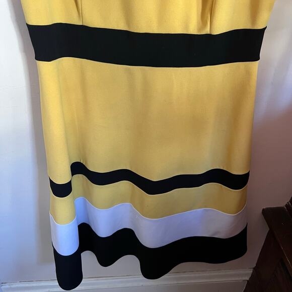 New York & Company Yellow Colorblock Fit & Flare Midi Dress Size L Pastel Retro - Picture 10 of 17